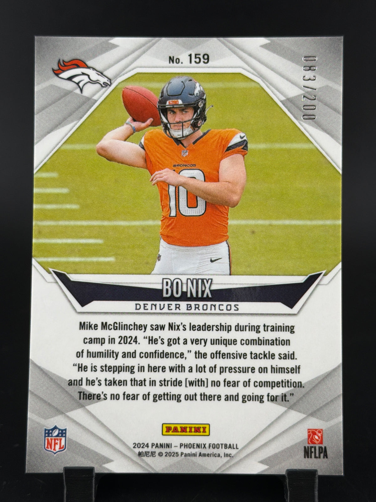 2025 Panini Phoenix Football Bo Nix #159 /200 RC