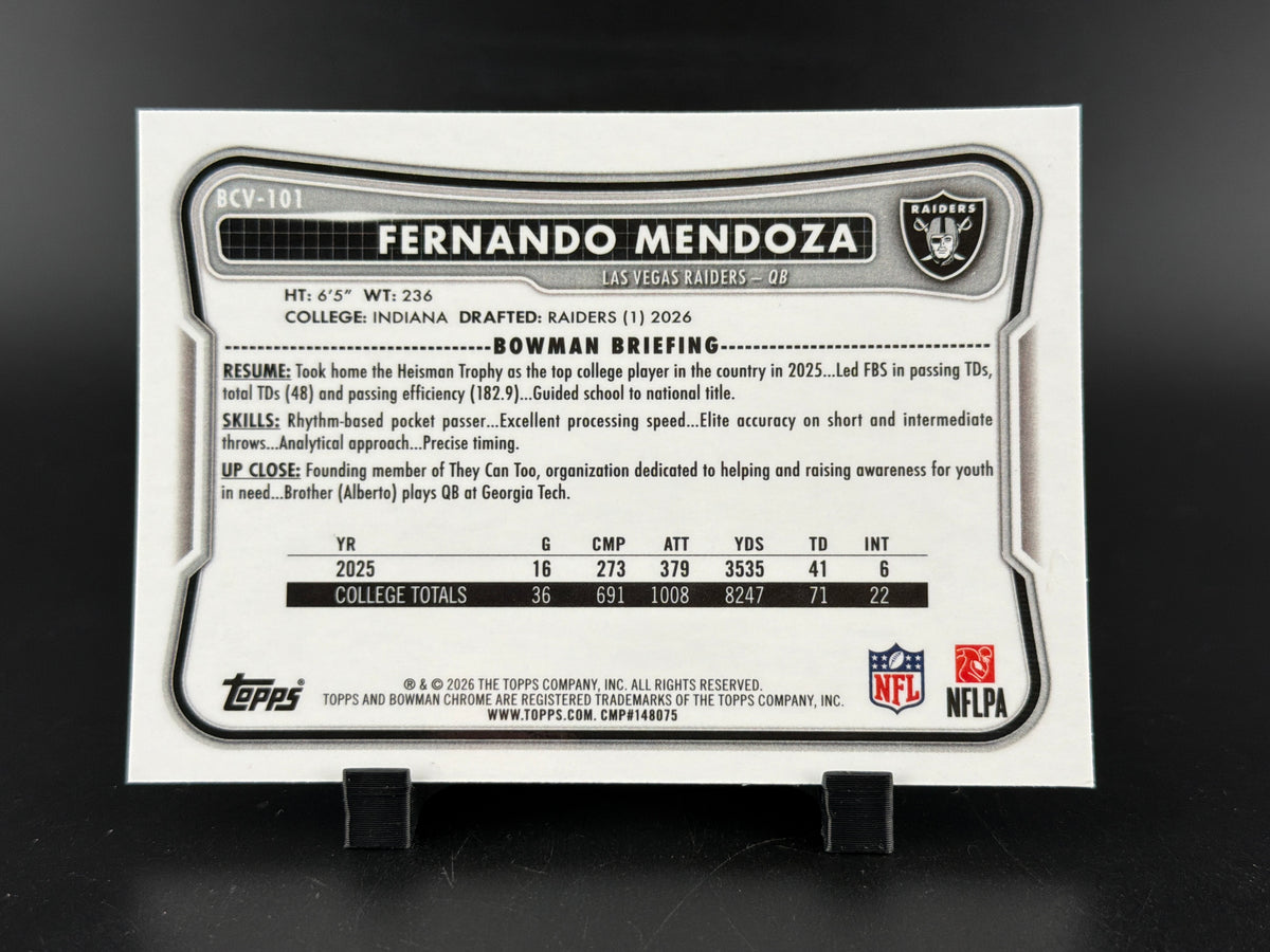 2026 Topps Bowman Chrome Fernando Mendoza #BCV-101 Mojo Refractor RC