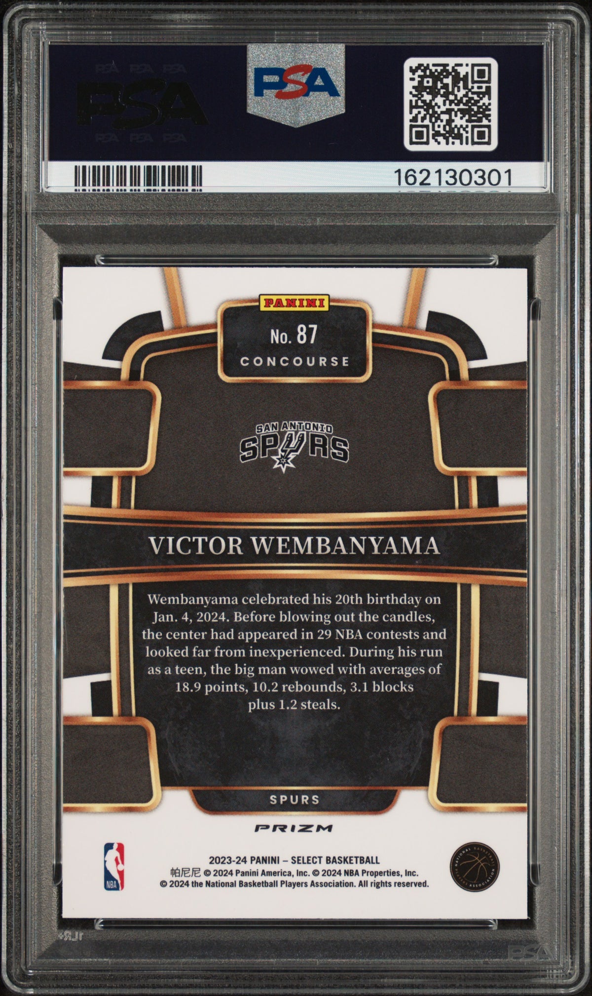2023 Panini Select Victor Wembanyama #87 Blue Prizm PSA 10