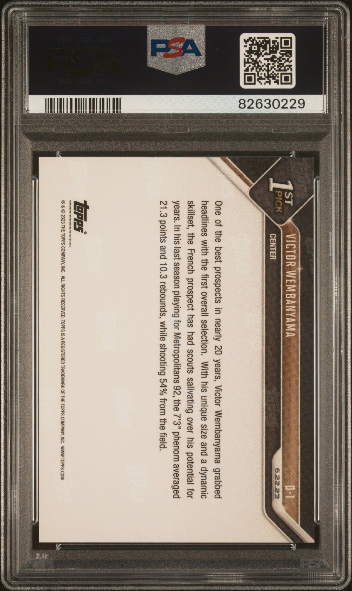 2023 Topps Now Draft Victor Wembanyama #D1 PSA 10