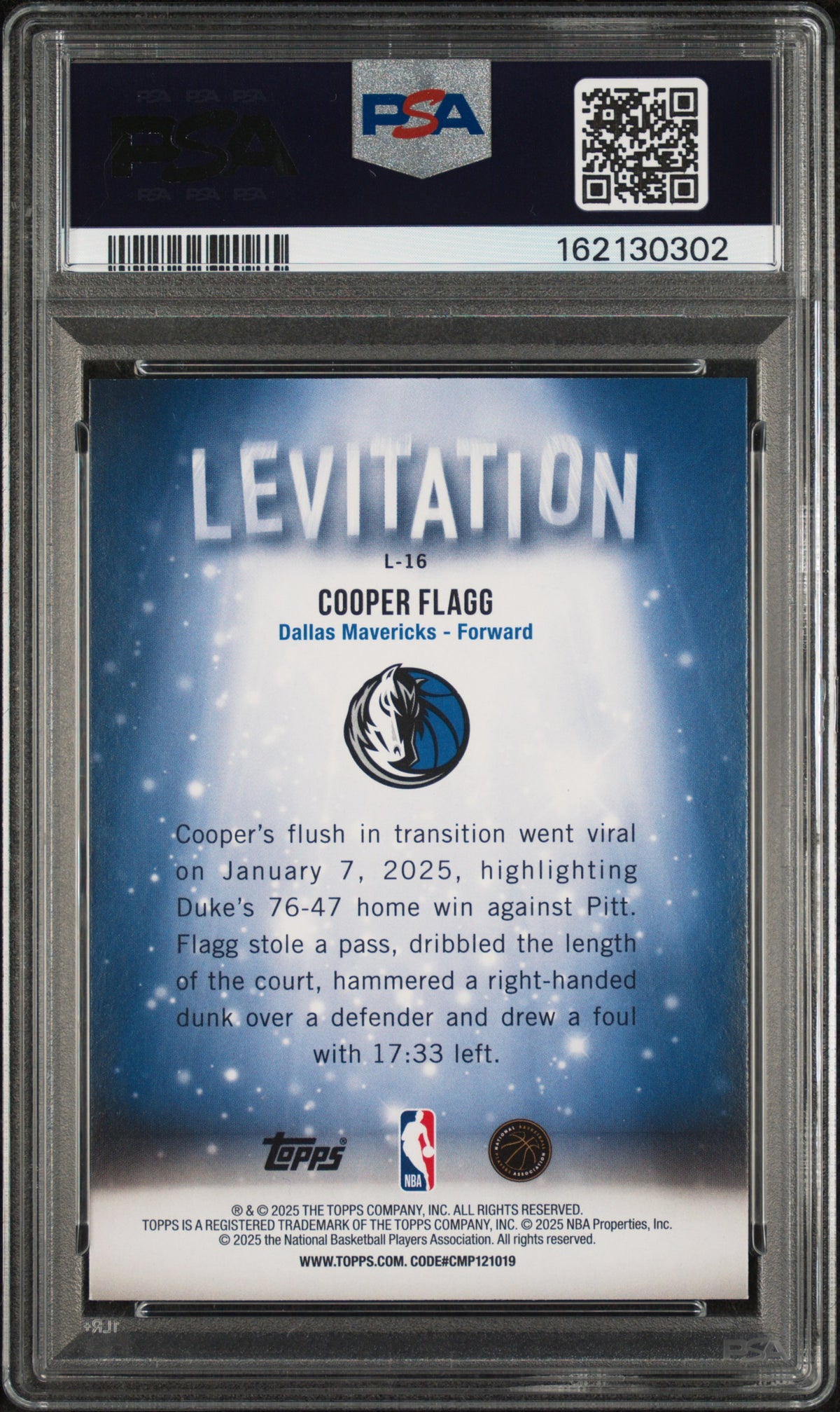 2025 Topps Levitation Cooper Flagg #L-16 PSA 10