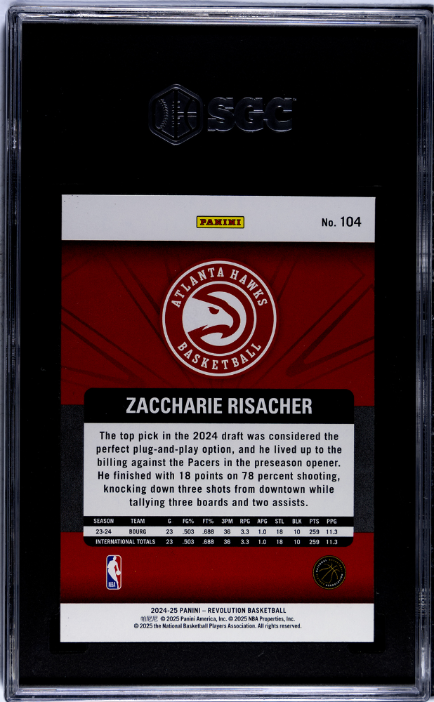 2024 Panini Revolution Zaccharie Risacher #104 SGC 10