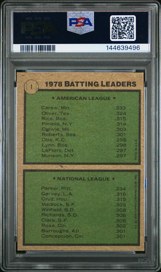 1979 Topps Batting Leaders Rod Carew & Dave Parker PSA 6