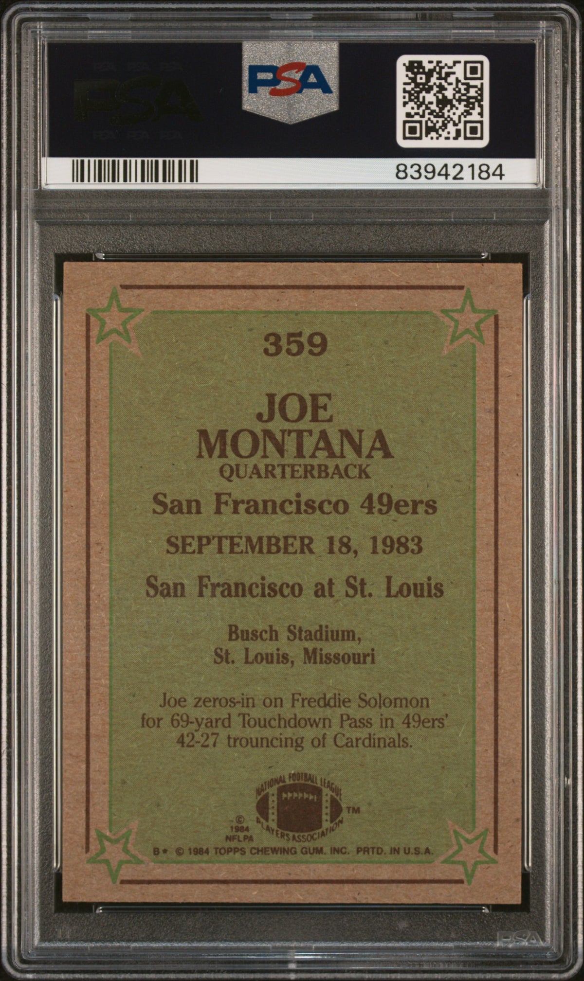 1984 Topps Joe Montana #359 PSA 6