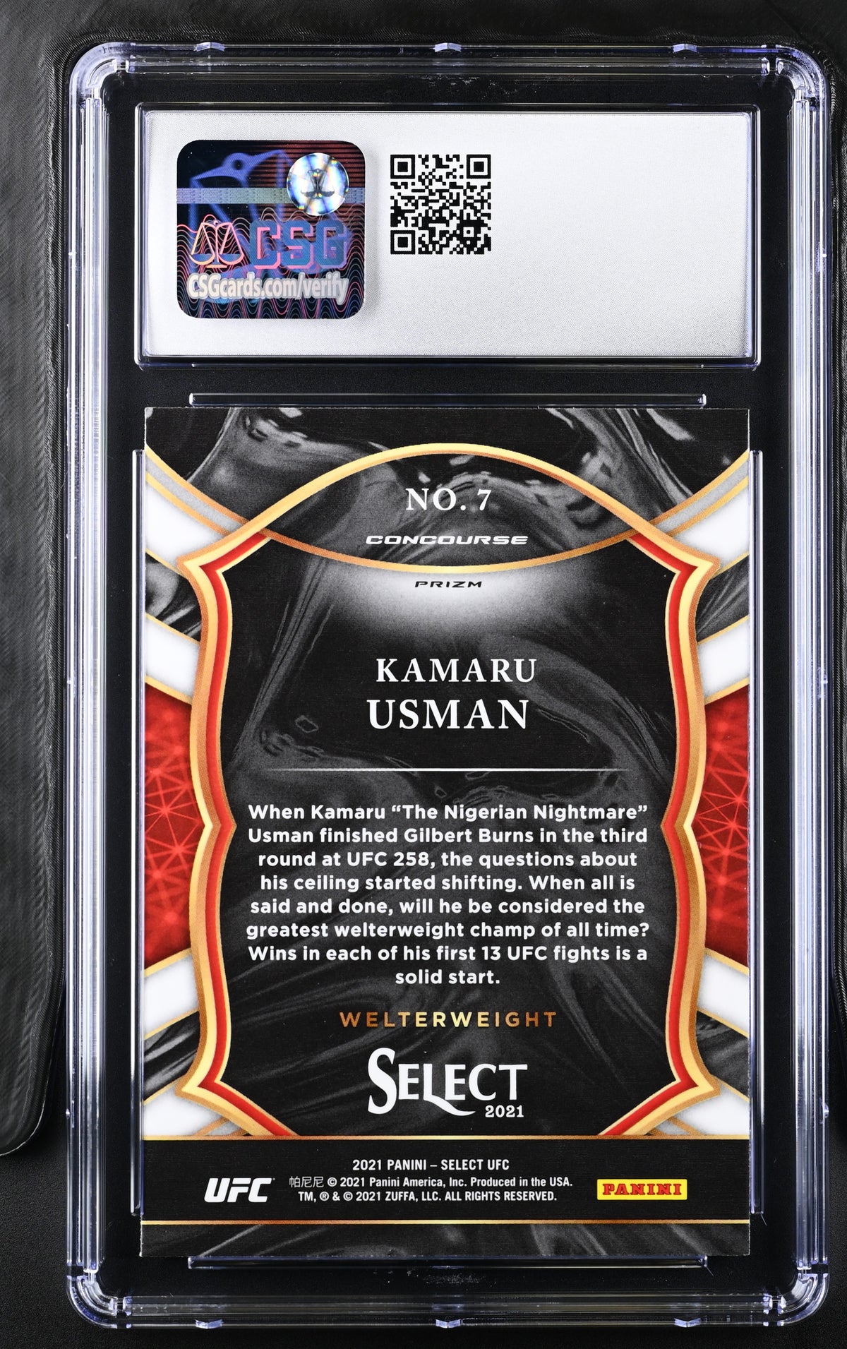 2021 Panini Select UFC Kamaru Usman #7 Disco / CGC 9.5