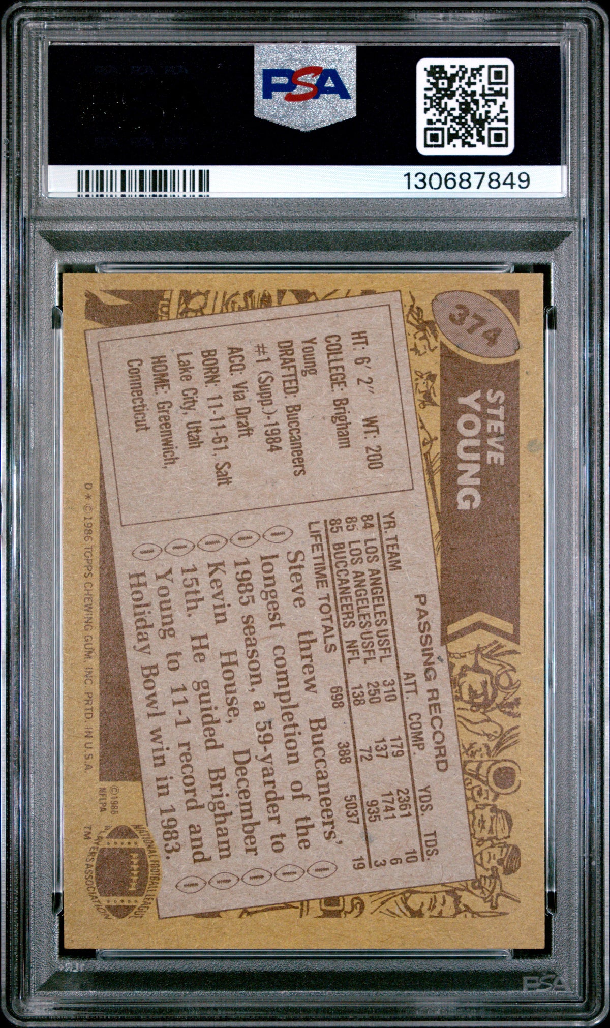 1986 Topps Steve Young #374 PSA 5