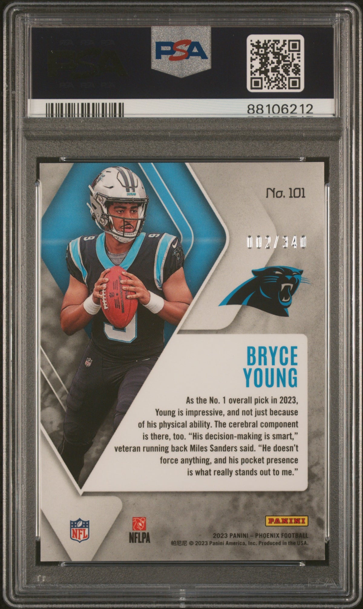 2023 Panini Phoenix Bryce Young #101 Fire Burst PSA 10