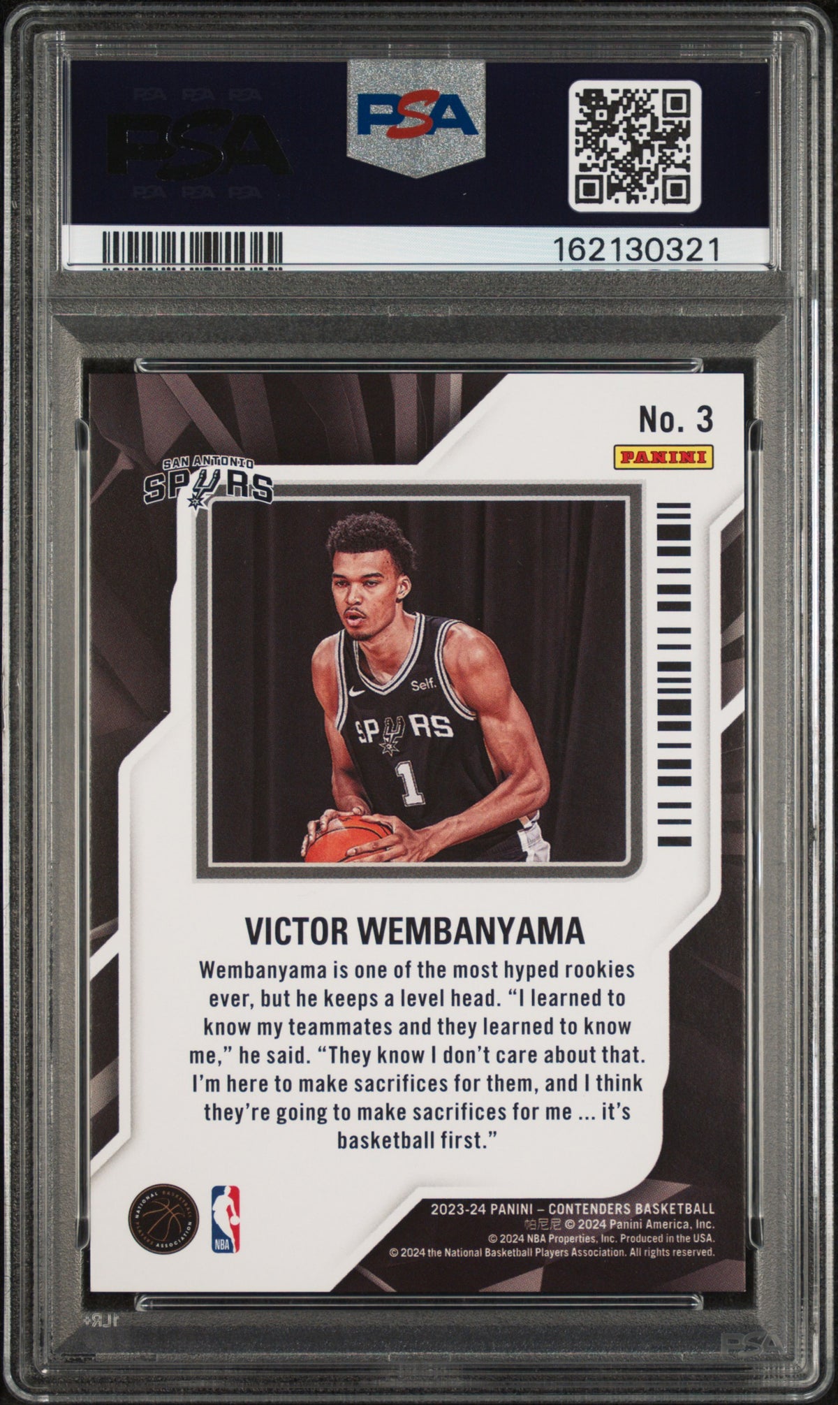 2023 Panini Contenders Rookie Of The Year Contenders Victor Wembanyama #3 PSA 9