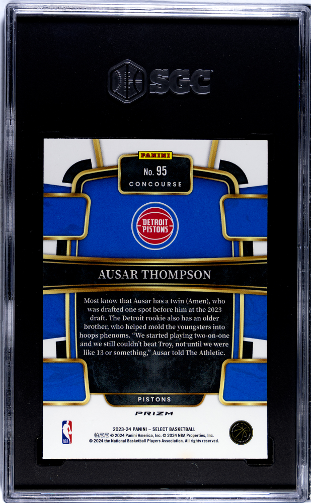 2023 Panini Select Ausar Thompson #95 Orange Tectonic Prizm SGC 9