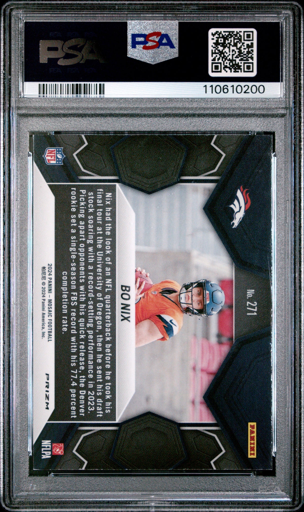 2024 Panini Mosaic Bo Nix #271 PSA 9
