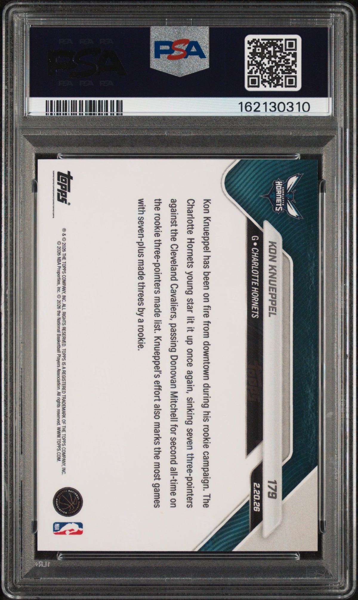 2025 Topps Now Kon Knueppel #179 PSA 9