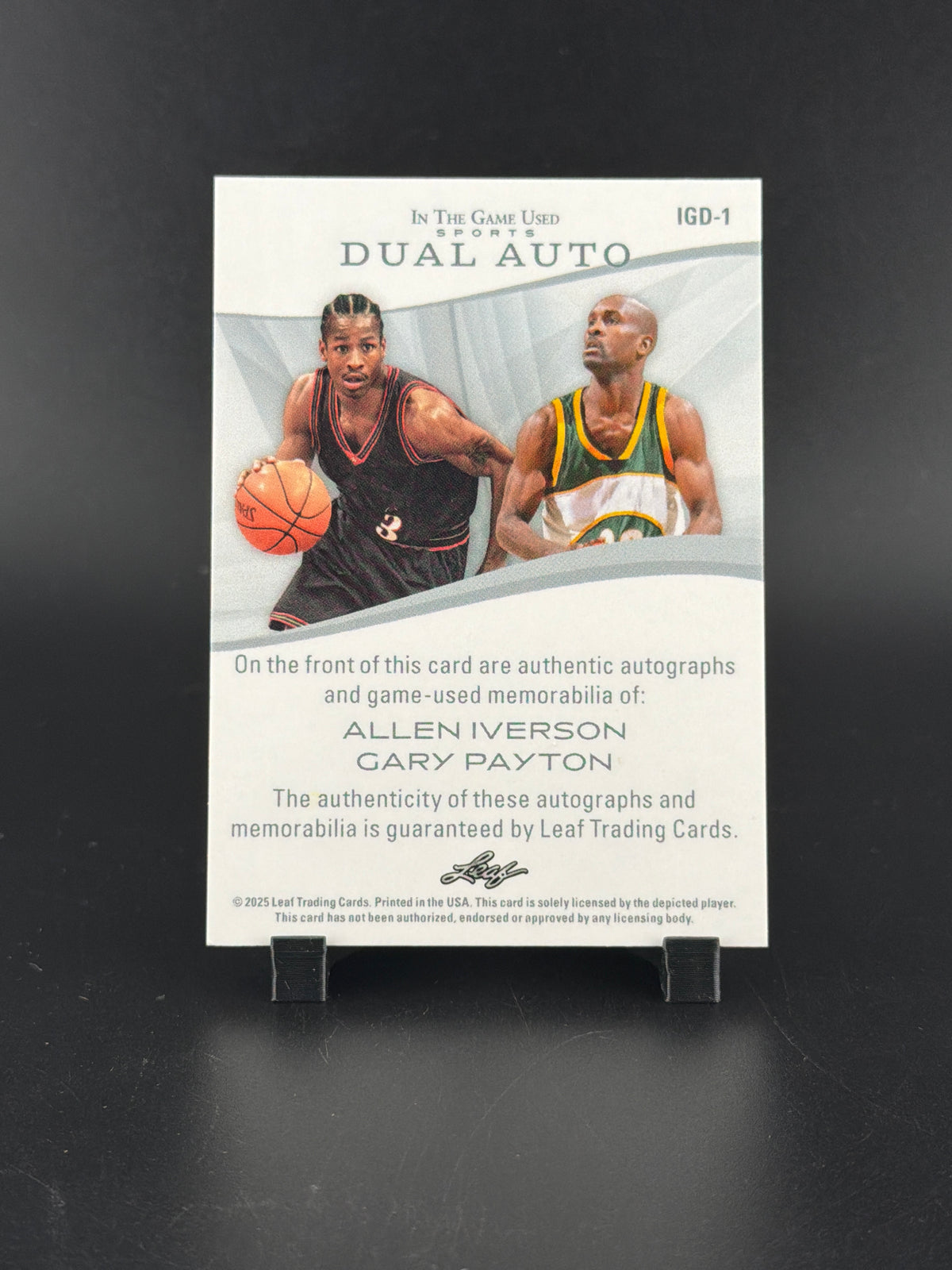 2025 Leaf In The Game Used Sports Gary Payton Allen Iverson #IGD-1 /12 Mem