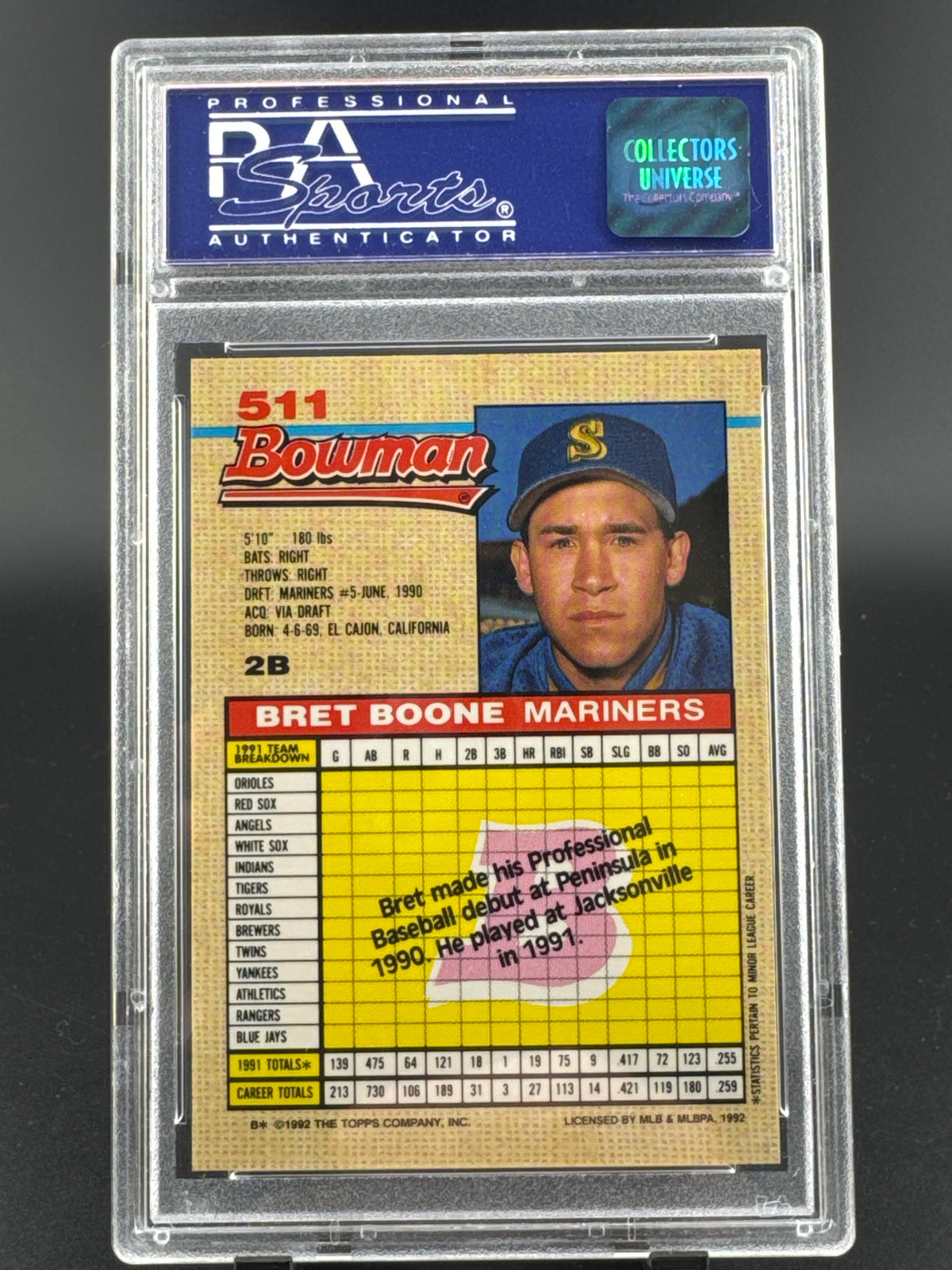 1992 Bowman Bret Boone #511 PSA 9