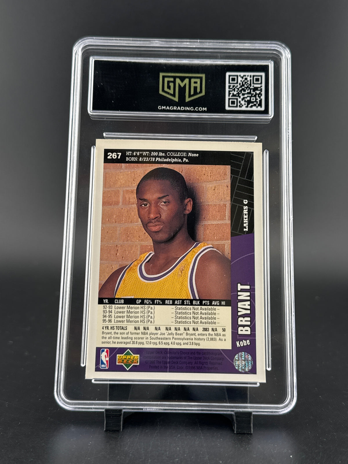 1996 Upper Deck Collector's Choice Kobe Bryant #267 GMA 8