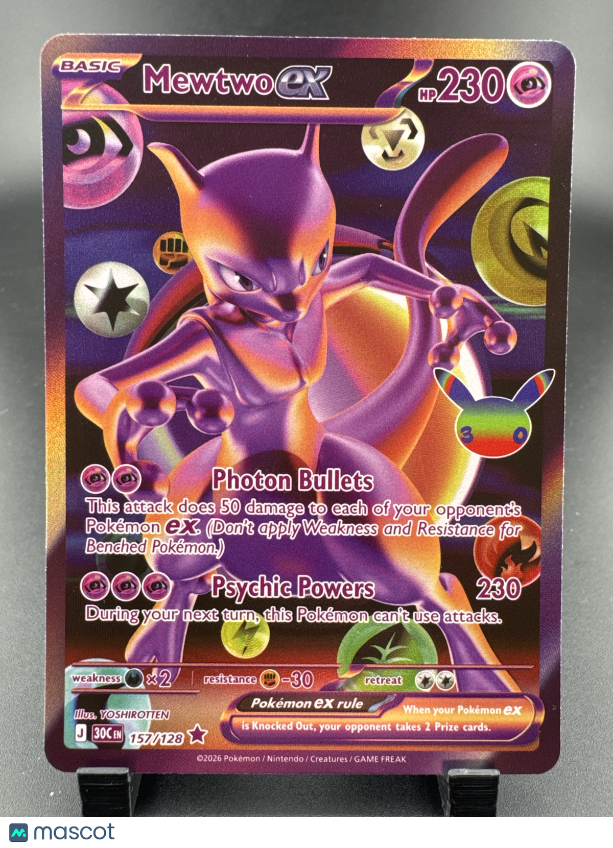 2026 30th Celebration Mewtwo EX Holo Secret Rare FA #157/128