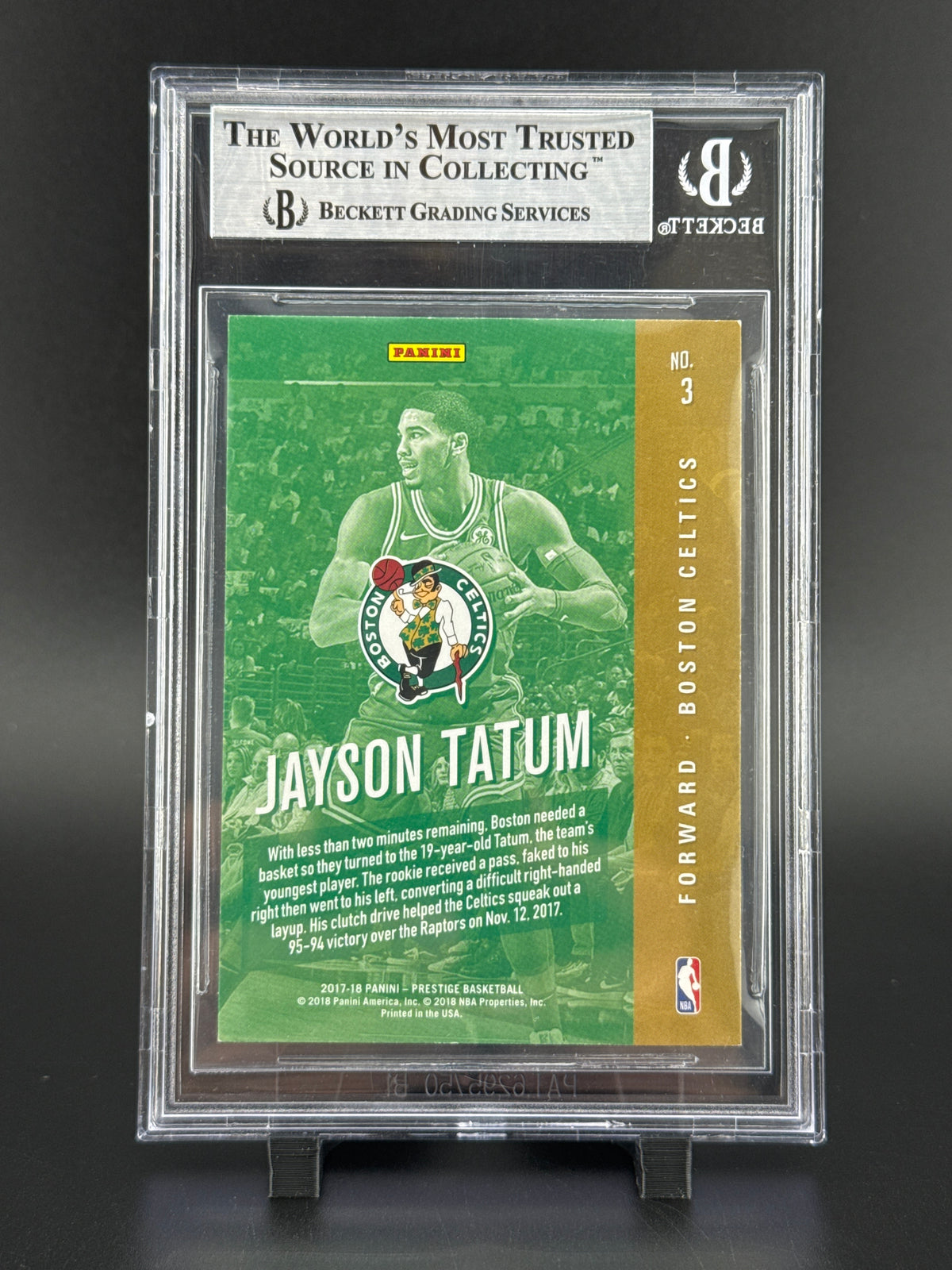 2018 Panini Prestige Jayson Tatum #3 BAS Auto Authentic Auto