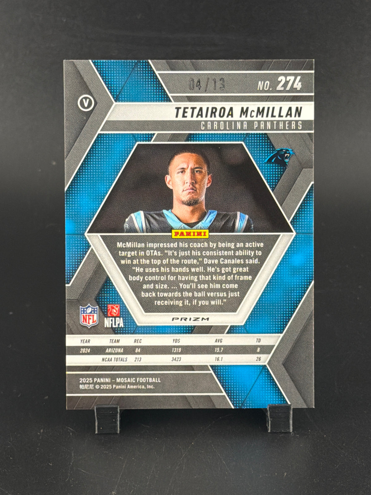 2025 Panini Mosaic Football Tetairoa McMillan #274 /13 RC