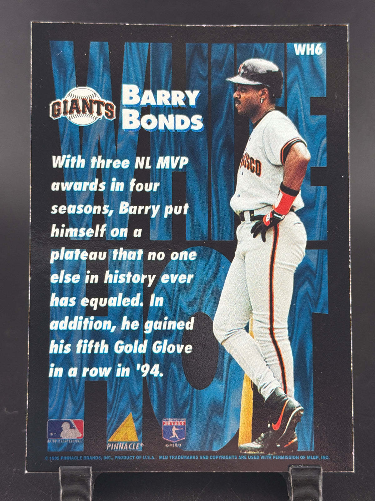 1995 Pinnacle White Hot Barry Bonds #WH6