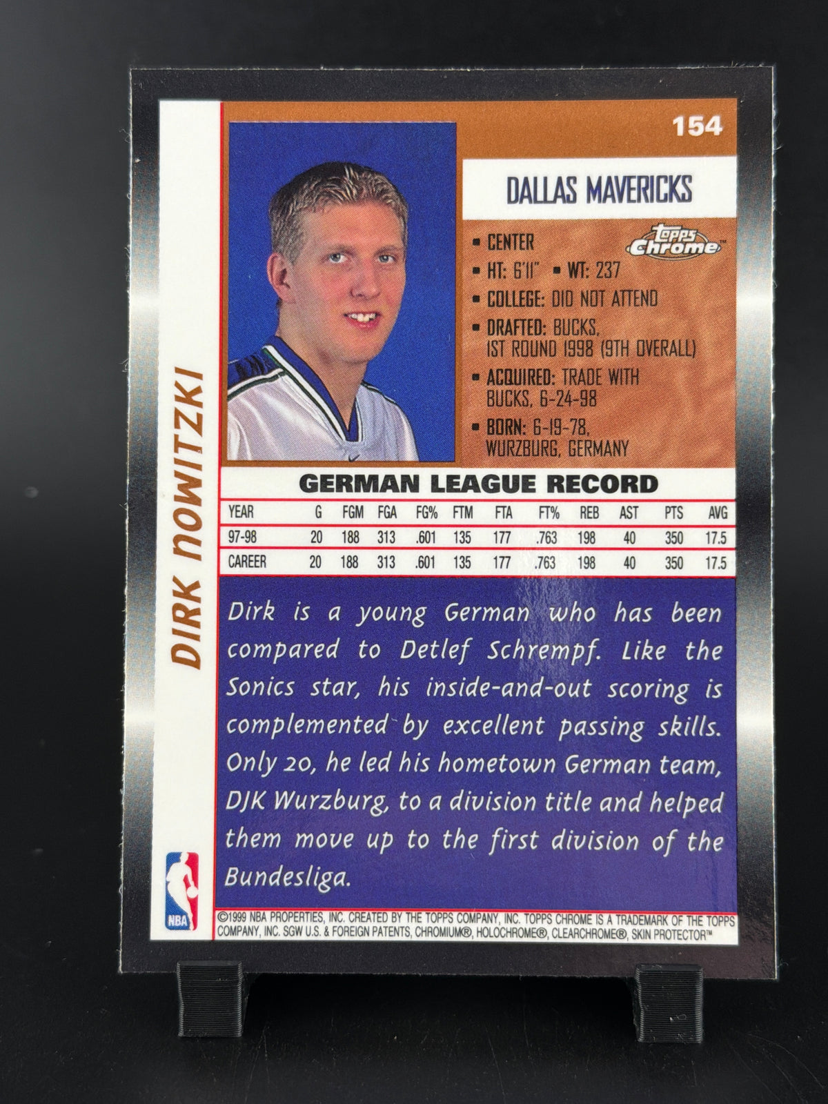 1998 Topps Chrome Dirk Nowitzki #154