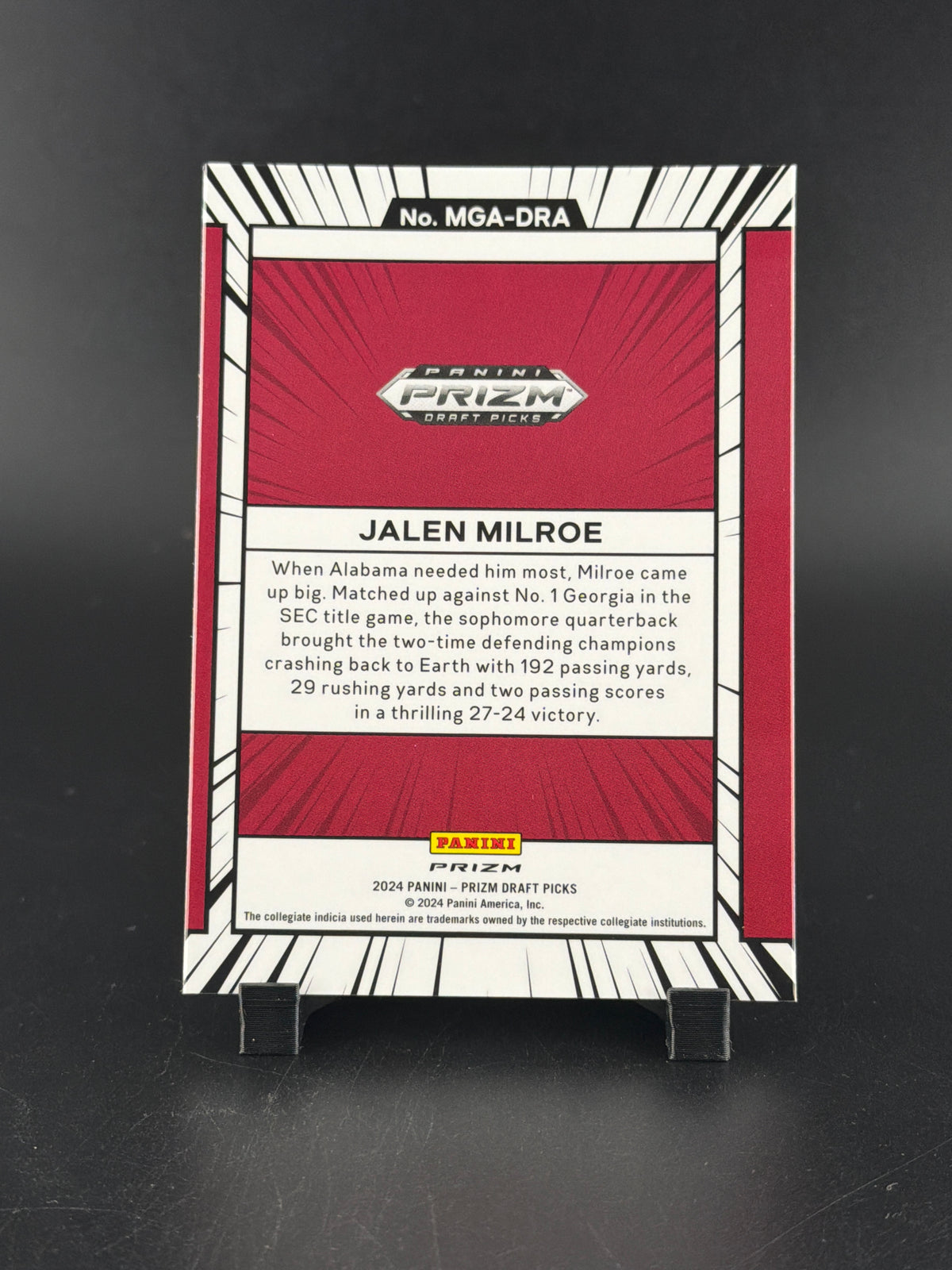 2024 Panini Prizm Draft Picks Manga Jalen Milroe #MGA-DRA