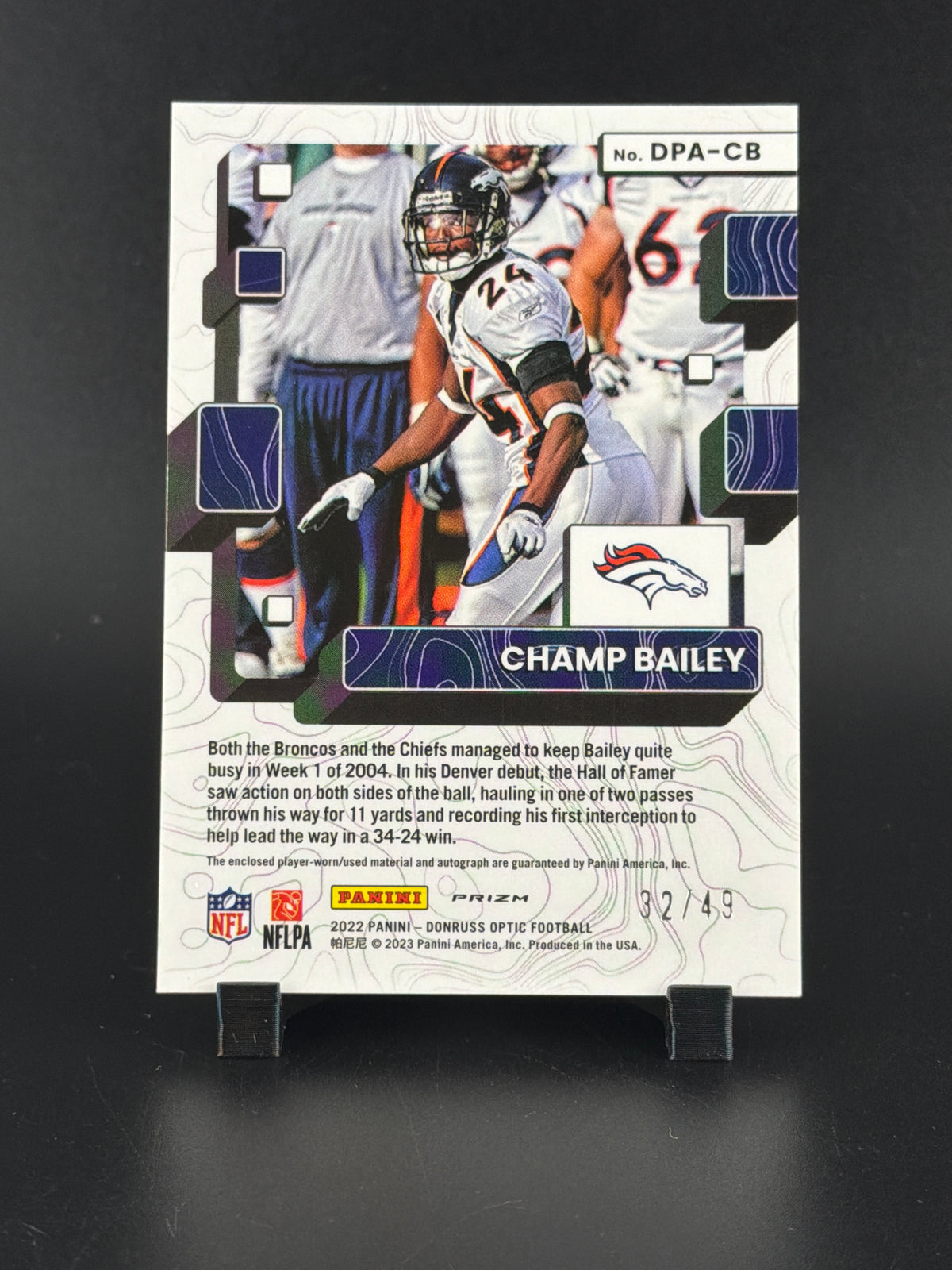 2023 Panini Donruss Optic Champ Bailey #DPA-CB Holo /49