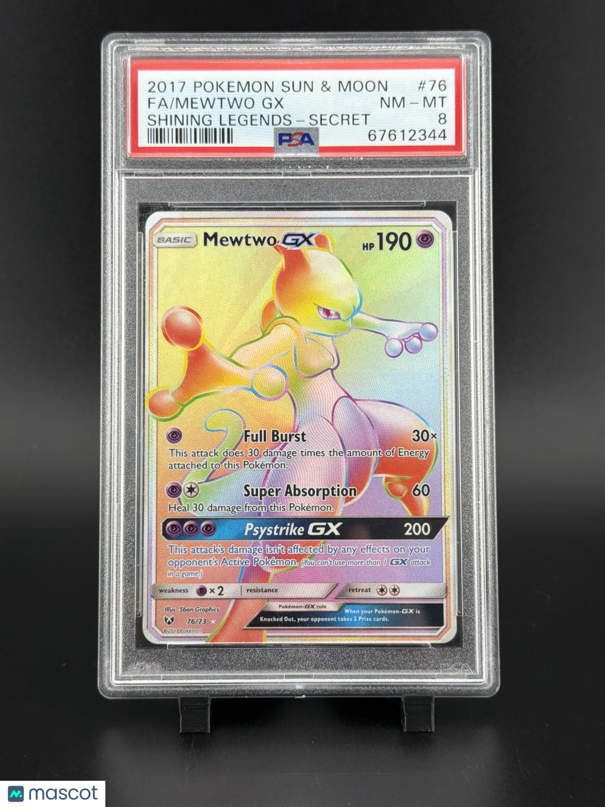 2017 Pokemon Sun & Moon Shining Legends Mewtwo GX Shining Legends-Secret Fa #76