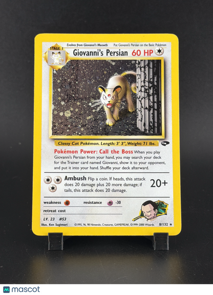 2000 Gym Challenge Giovanni's Persian Holo Rare #8/132
