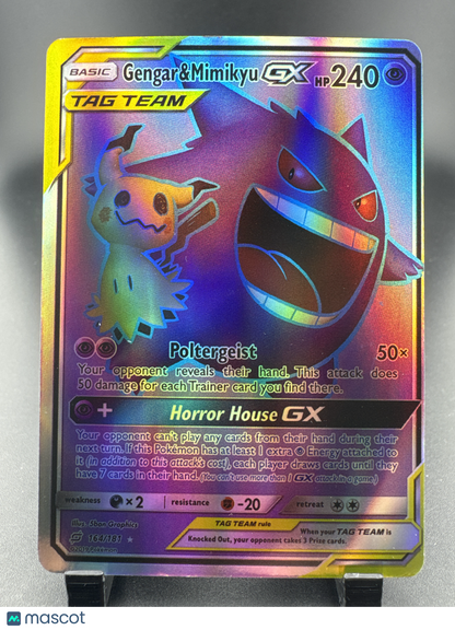 2019 Team Up Gengar & Mimikyu GX Rainbow Rare FA HR #164/181