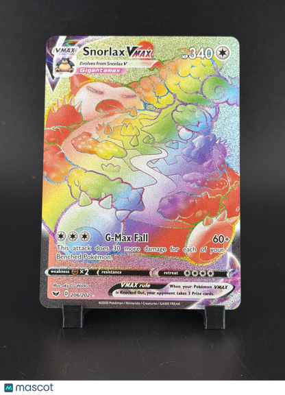 2020 Sword & Shield Snorlax VMAX Rainbow Secret Rare HR #206/202