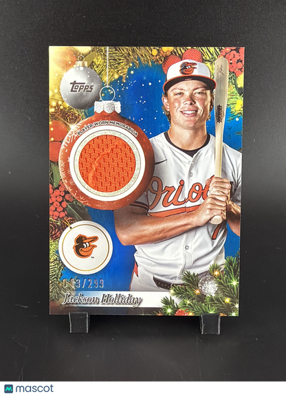 2025 Topps Holiday Jackson Holliday #PR-JH /299 Player-Worn Memorabilia Relic