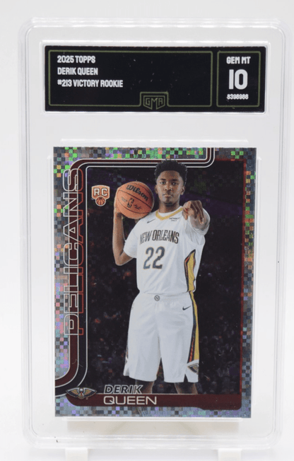 Derik Queen 2025-26 Topps Basketball #213 Victory SSP Pelicans Rookie RC GMA 10