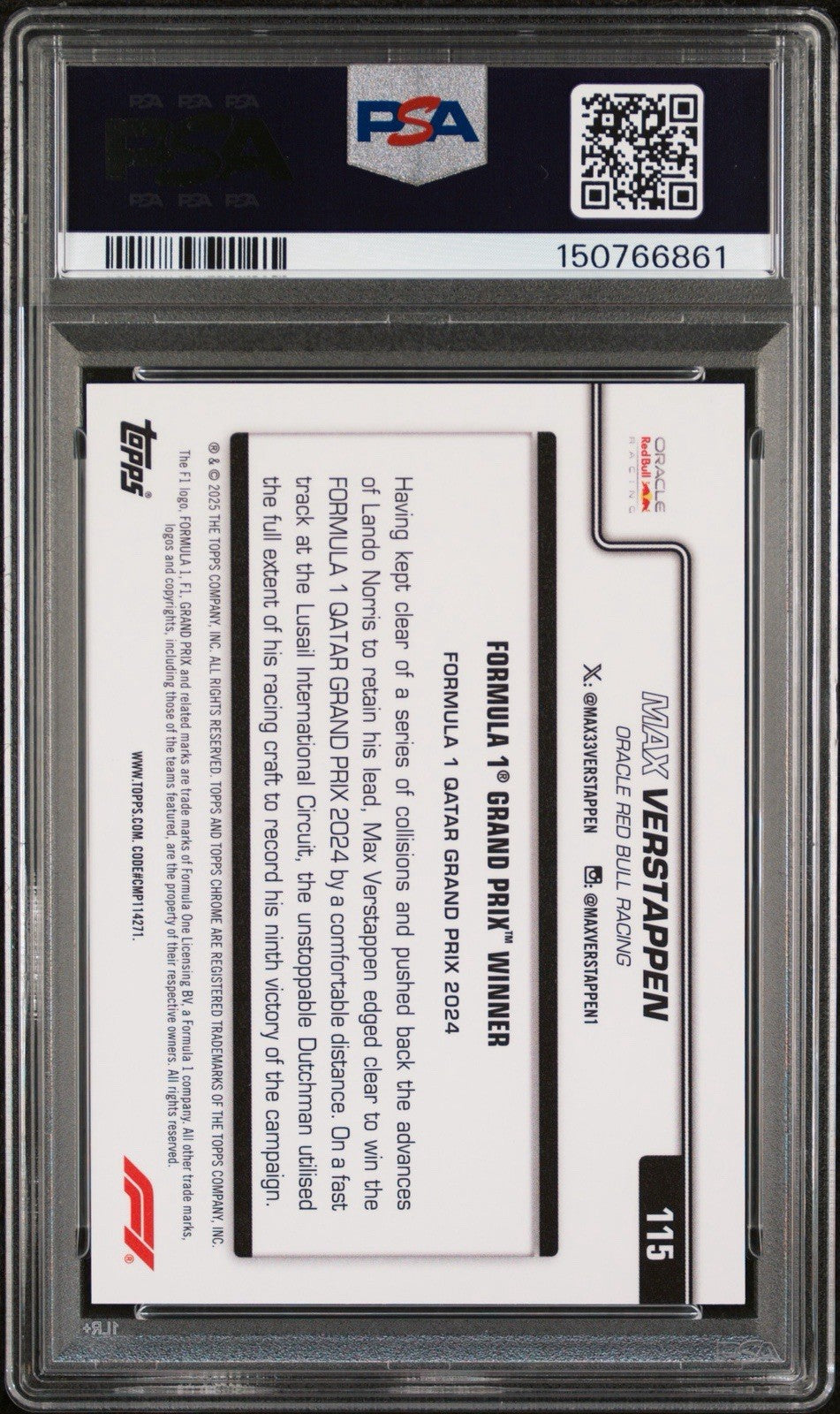 2025 Topps Chrome Sapphire Edition Formula 1 - F1 Drivers Max Verstappen /20