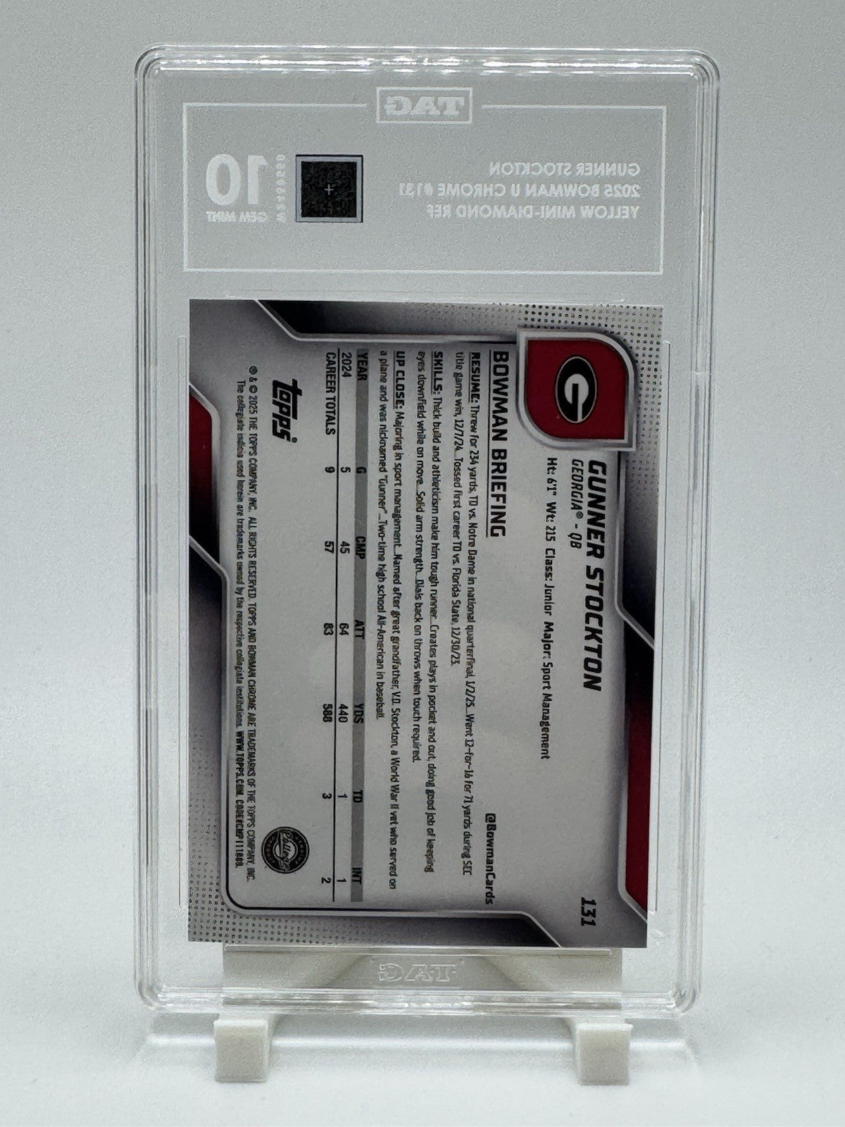 2025 Bowman U Chrome Gunner Stockton Yellow Mini Diamond Refractor /350 TAG 10