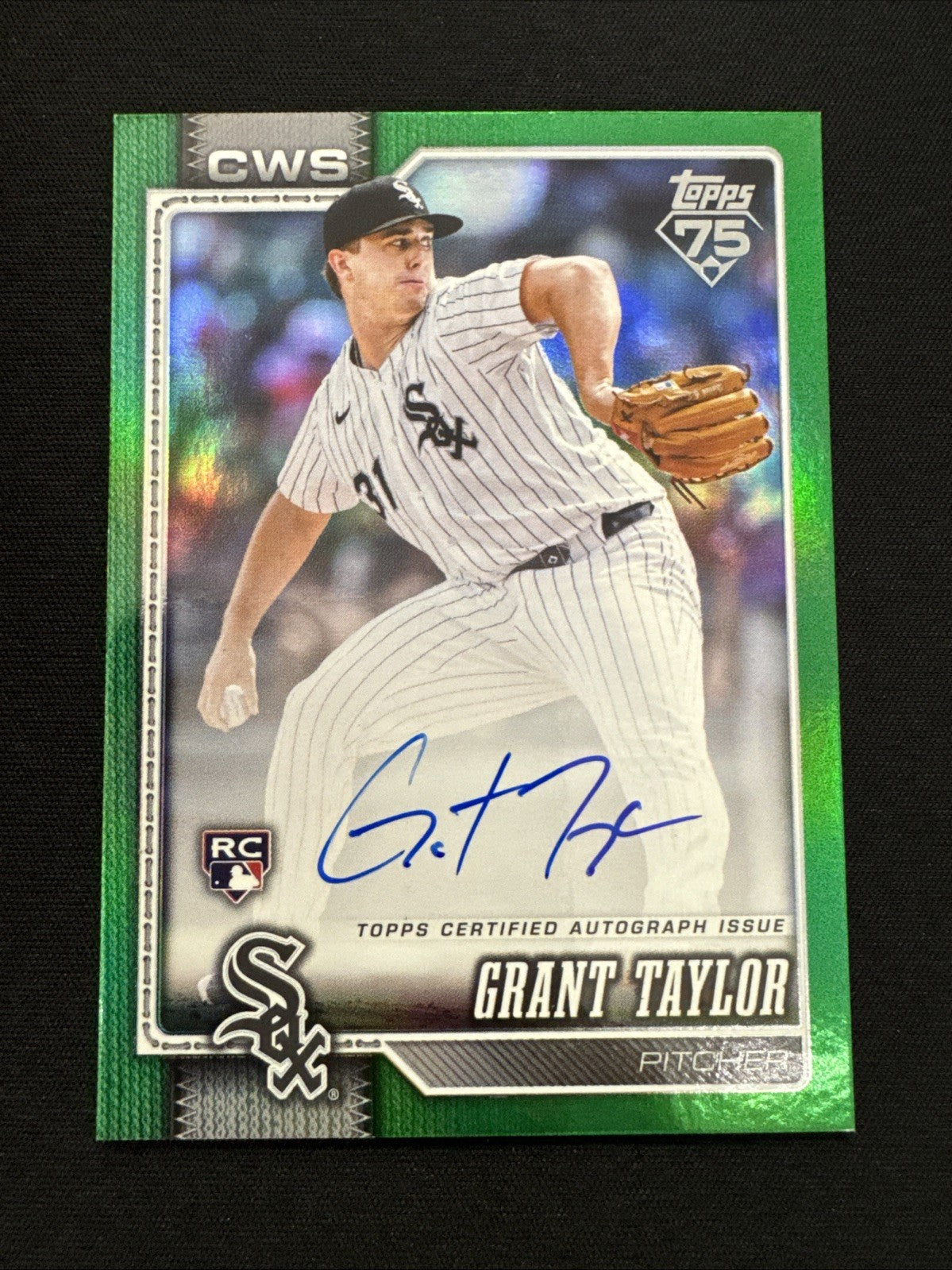 2026 Topps Series 1 Grant Taylor #49 Green Foil Rookie Auto /99 White Sox