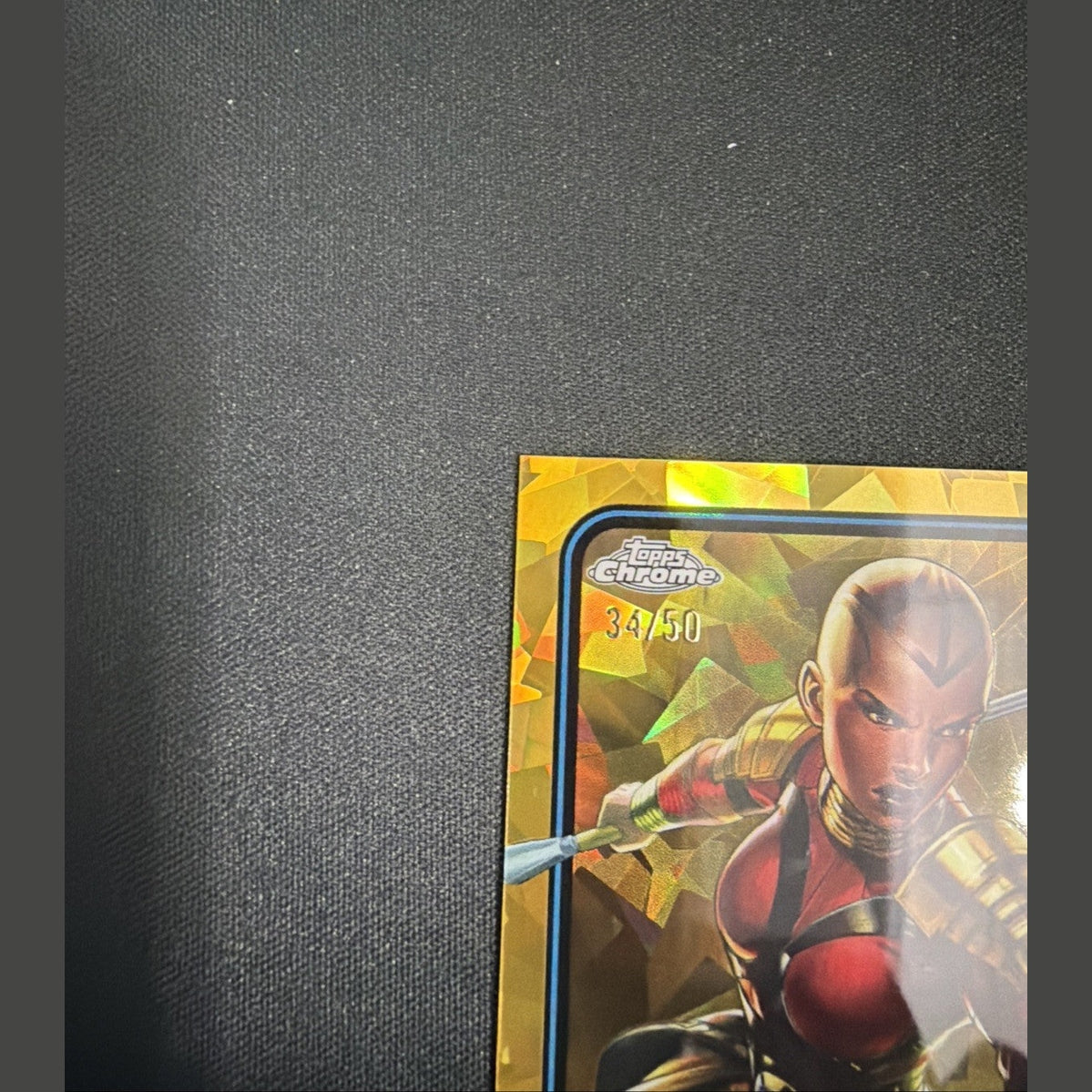 2025 TOPPS CHROME MARVEL SAPPHIRE ED GOLD #58 OKOYE /50