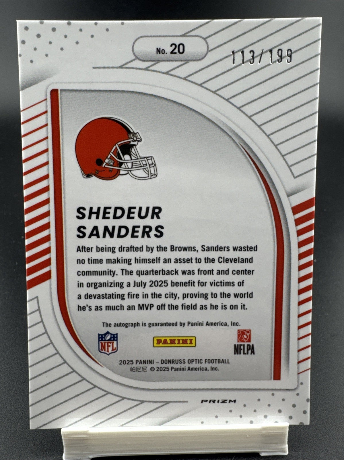 2025 Donruss Optic Shedeur Sanders Hidden Potential Auto /199 #20 RC Browns