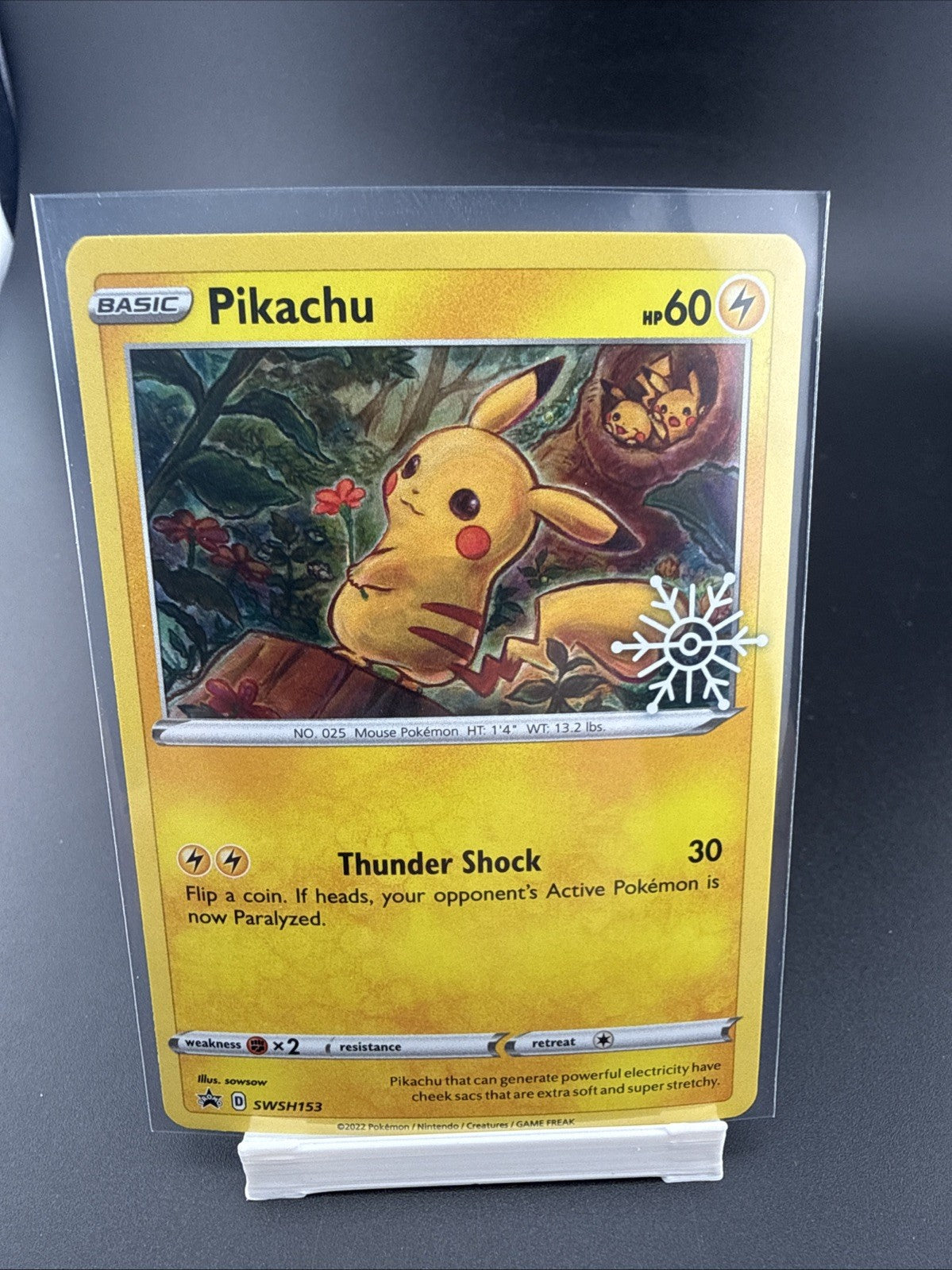 Pikachu SWSH153 (Holiday Calendar) Sword & Shield Snowflake Stamped Promo Card