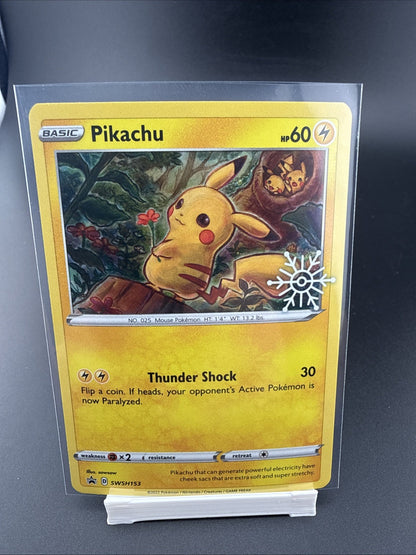 Pikachu SWSH153 (Holiday Calendar) Sword & Shield Snowflake Stamped Promo Card
