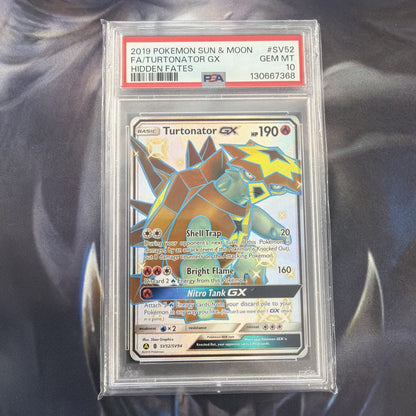 POKEMON 2019 Sun Moon Hidden Fates Full Art TURTONATOR GX #SV52 PSA 10 Gem Mint
