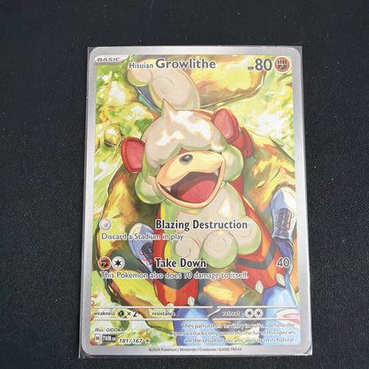 Pokémon TCG Hisuian Growlithe 181/167 SV06 Twilight Masquerade PSA Contender