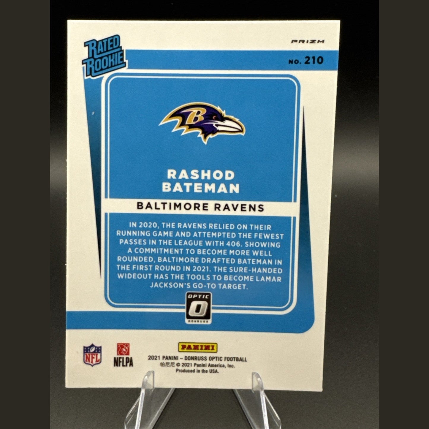 2021 Donruss Optic Rated Rookie Rashod Bateman #210 Bronze Prizm