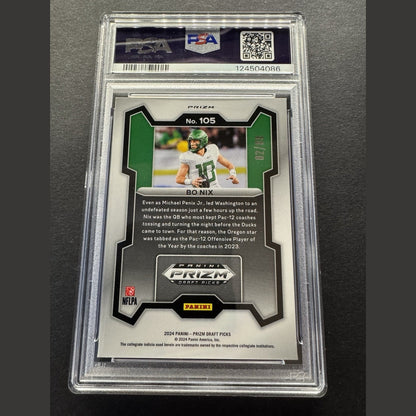 2024 Panini Prizm Draft Picks Bo Nix Blue Finite RC /89 PSA GEM MT 10