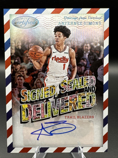 2020-21 Panini Certified Anfernee Simons Signed Sealed Delivered Auto #SSD-ASM