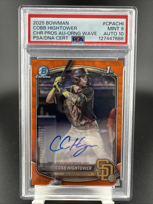 2025 Bowman Cobb Hightower CHR Pros Auto Orange Wave 6/25 PSA 9 #CPACHI