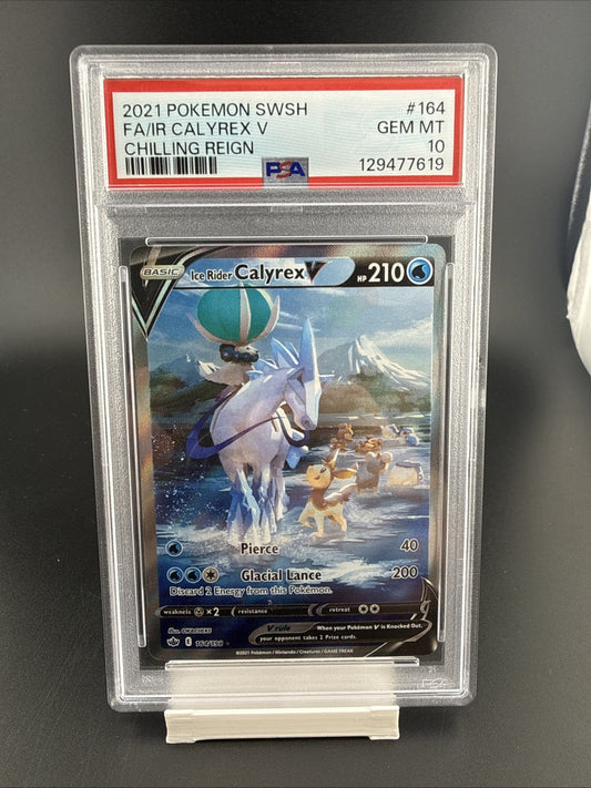 Pokemon 2021 Ice Rider Calyrex V 164/198 Full Art Chilling Reign PSA 10 GEM MINT