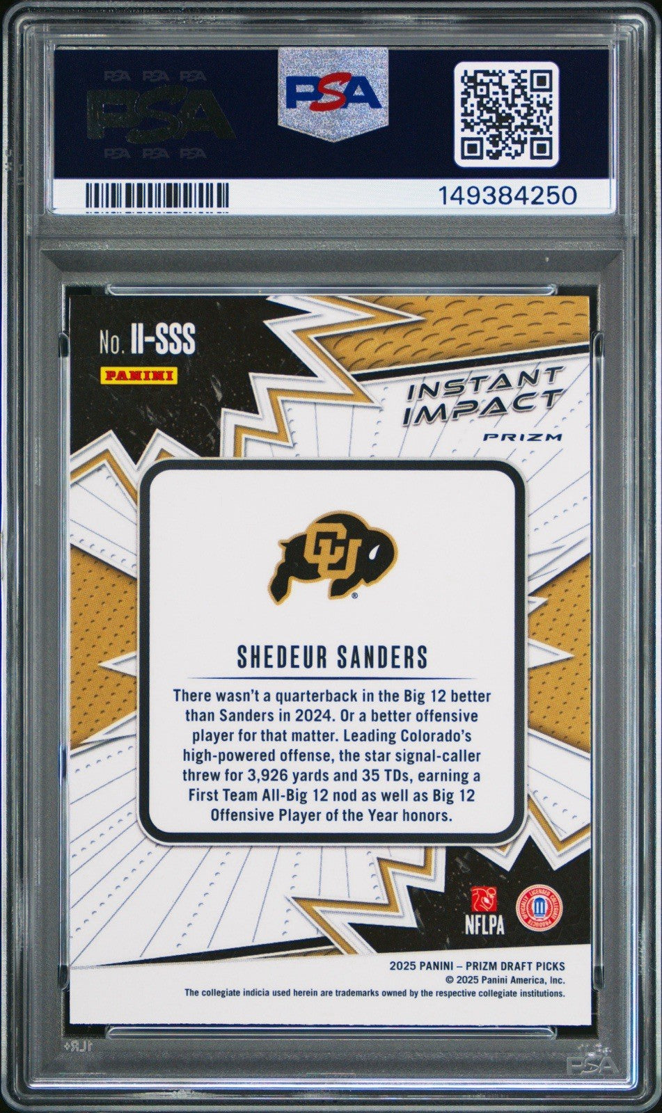 2025 Panini Prizm Draft Picks - Instant Impact Shedeur Sanders #II-SSS Gold Ice