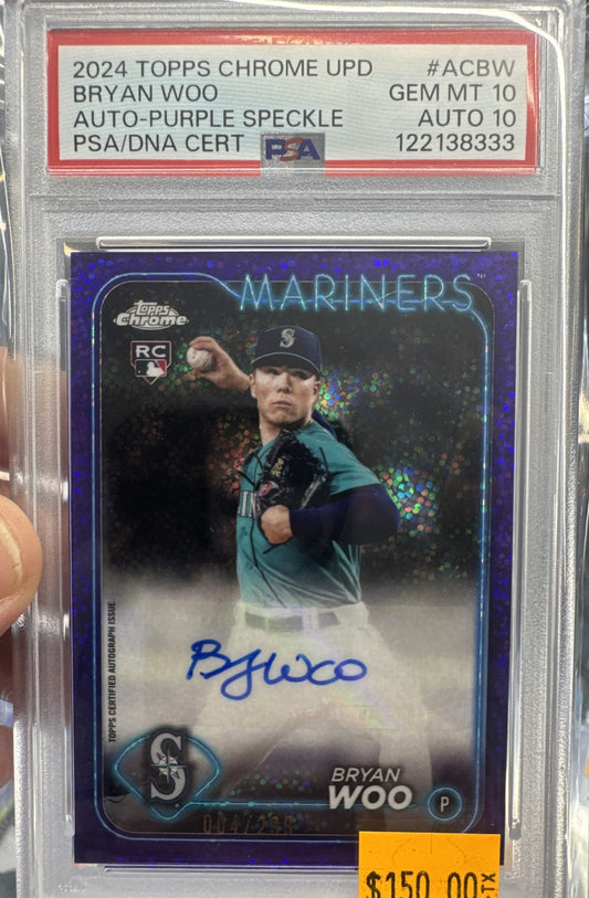 2024 Topps Chrome Update Series - Autographs Bryan Woo #AC-BW Purple Speckle
