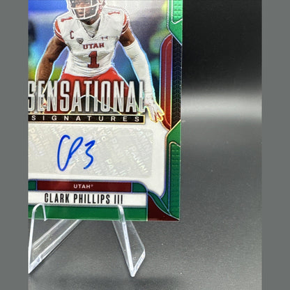 2025 Prizm Draft Picks Football Clark Phillips Sen. Signatures Green SS-CPS