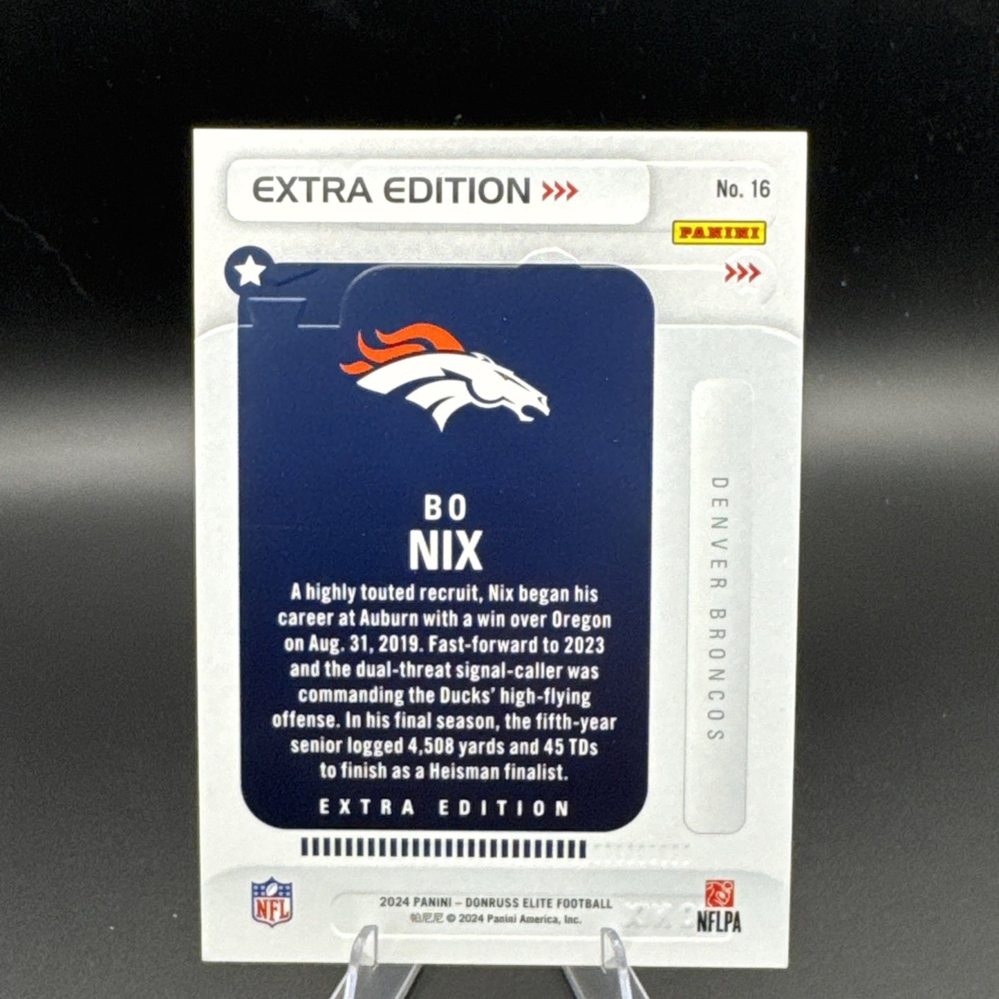 2024 Panini Donruss Extra Edition BO NIX Orange RC #16 Denver Broncos