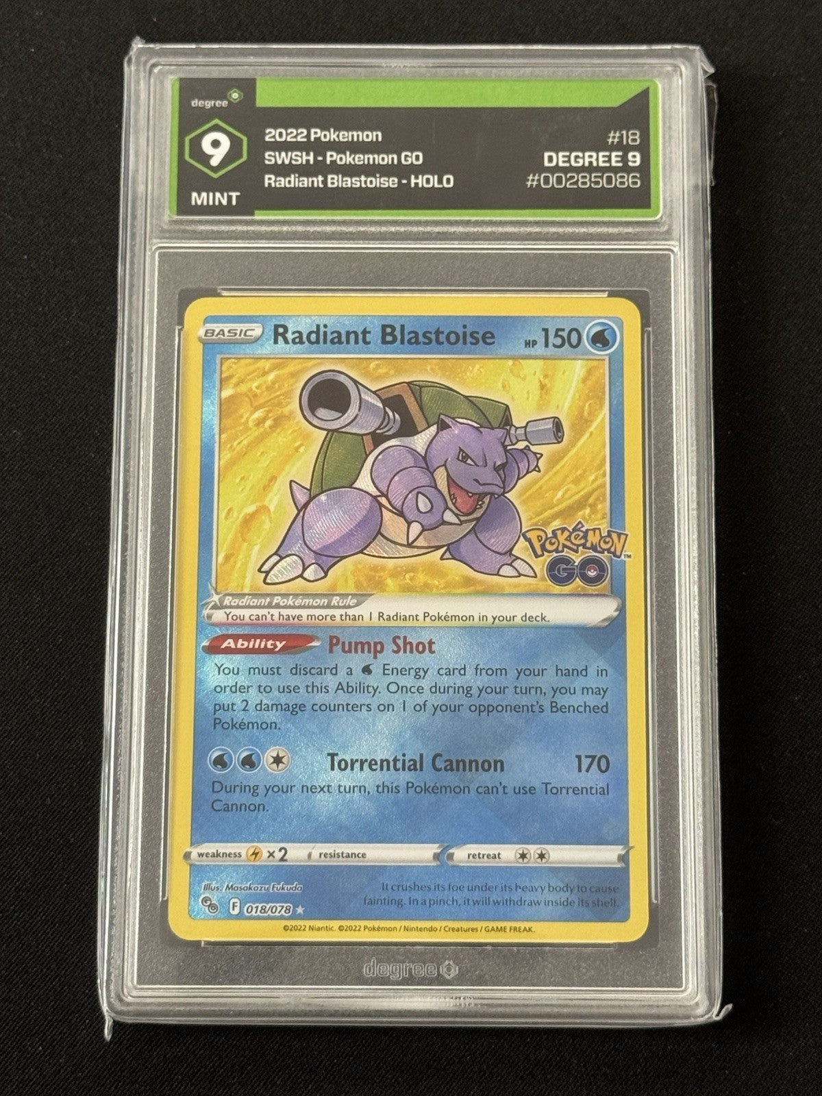 PSA 9 Radiant Blastoise Pokemon Go Mint Holo Rare
